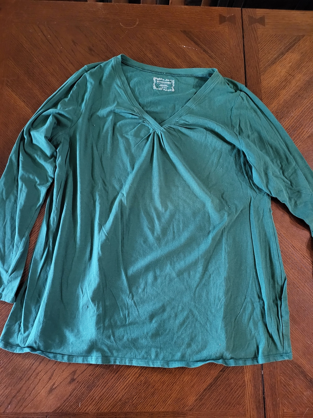 Motherhood Maternity Green V-Neck Long Sleeve Top 1X